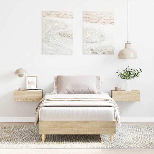 vidaXL Estrutura cama s/ colchão 100x200 cm carvalho sonoma