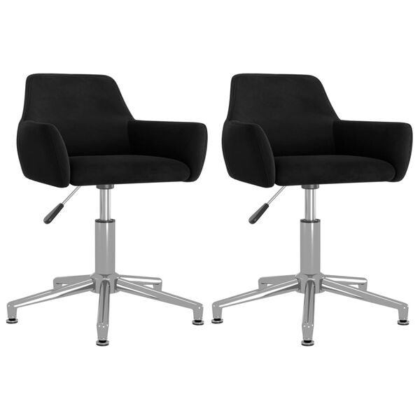 vidaXL Cadeiras de jantar girat&oacute;rias 2 pcs veludo preto