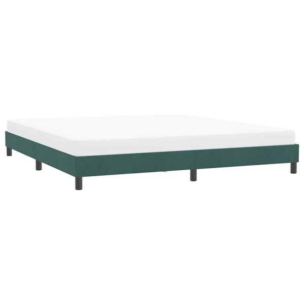 vidaXL Estrutura de cama sem colch&atilde;o 180x210 cm veludo verde-escuro