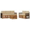 vidaXL Conjunto de Sof&aacute;s para Exterior 6 unid. Natural e Bege