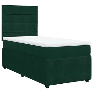 vidaXL Cama com molas/colch&atilde;o 90x190 cm veludo verde-escuro