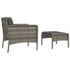 vidaXL 2 pcs conjunto lounge de jardim c/ almofadões vime PE cinzento