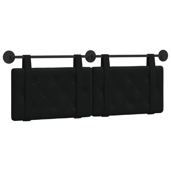 vidaXL Cabeceira Suspensa Preto 130 x 55 x 5 cm Veludo