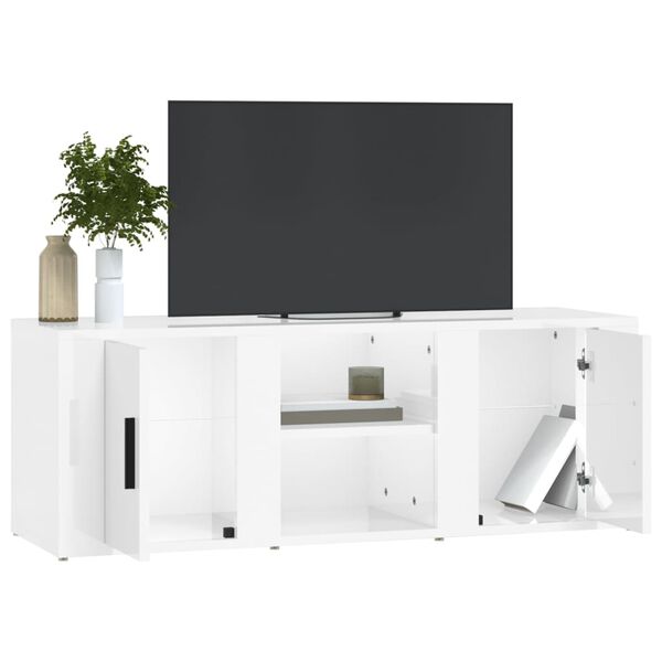 vidaXL M&oacute;vel para TV 100x31,5x35 derivados de madeira branco brilhante
