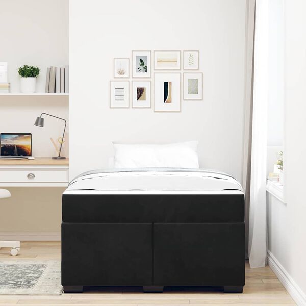 vidaXL Estrutura da Cama com colch&atilde;o Preto 120 x 200 cm tecido