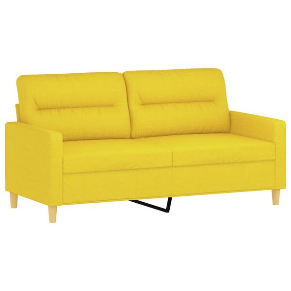 vidaXL 2 pcs conjunto de sof&aacute;s com almofadas tecido amarelo-claro