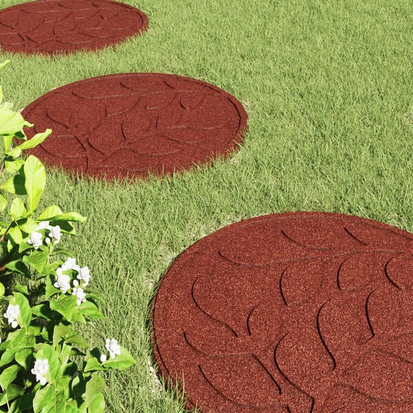 vidaXL Pedra Passo 6 pcs Vermelho &Oslash; 44 x 2 cm Borracha