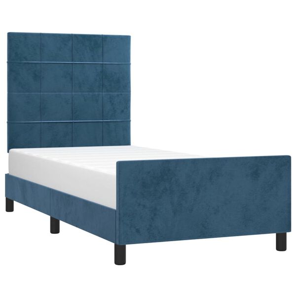 vidaXL Estrutura de cama sem colch&atilde;o 80x200 cm veludo azul-escuro