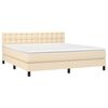 vidaXL Cama box spring c/ colch&atilde;o e LED 180x200 cm tecido cor creme