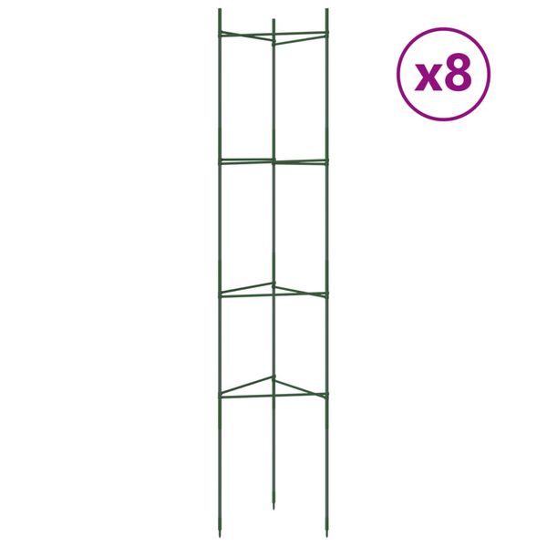 vidaXL Suportes para tomateiros 8 pcs 154 cm a&ccedil;o e PP