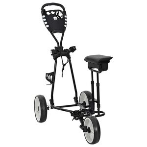 vidaXL Carrinho de Golfe com Assento Preto e Branco Ferro Dobr&aacute;vel