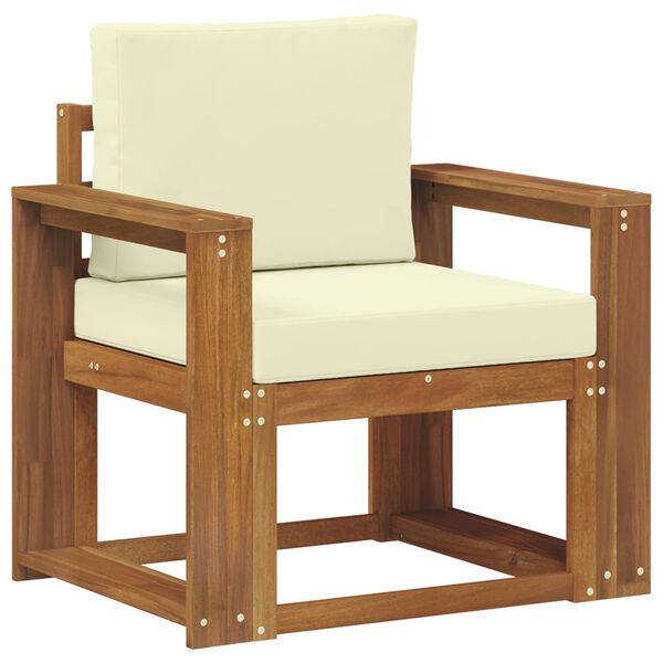 vidaXL Sof&aacute; exterior Madeira de Ac&aacute;cia maci&ccedil;a e Poli&eacute;ster Natural