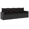 vidaXL 4 pcs conjunto de sof&aacute;s para jardim c/ almofad&otilde;es vime PE preto