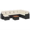 vidaXL 9 pcs conjunto de sof&aacute;s p/ jardim c/ almofad&otilde;es vime PE preto