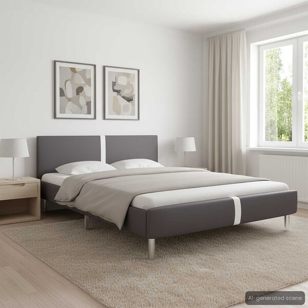 vidaXL Estrutura de cama 140x200 cm couro artificial cinzento