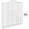 vidaXL Cestos gabi&atilde;o arqueados 5pcs 200x30x200/220cm ferro galvanizado