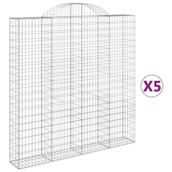 vidaXL Cestos gabi&atilde;o arqueados 5pcs 200x30x200/220cm ferro galvanizado