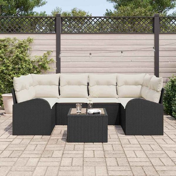 vidaXL Conjunto de Sof&aacute; de Jardim Preto 55 x 55 x 37 cm vime PE