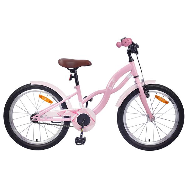 vidaXL Bicicleta Infantil 18 Polegadas para 5-7 anos Rosa Claro