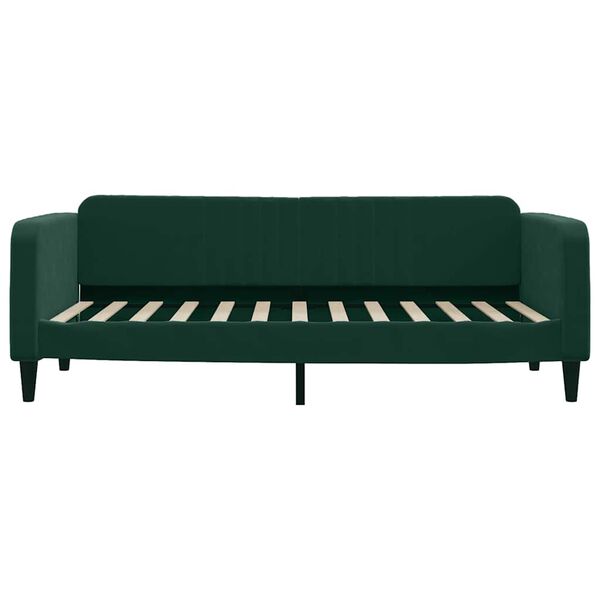 vidaXL Sof&aacute;-cama com colch&atilde;o 90x200 cm veludo verde-escuro