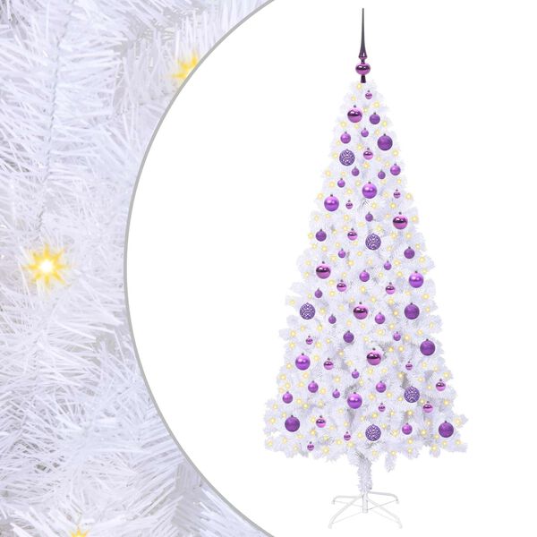 vidaXL &Aacute;rvore de Natal Artificial com 300 LEDs Branco 180 cm PVC e A&ccedil;o