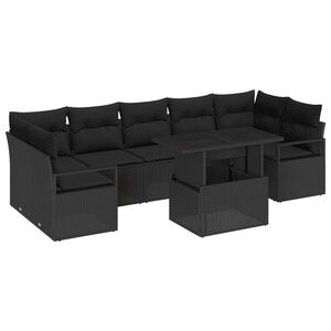 vidaXL Conjunto de Sof&aacute; de Jardim 8 pcs Preto Rattan Sint&eacute;tico