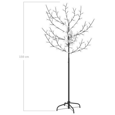 vidaXL Árvore de Natal 120 LED flor cerejeira luz branco quente 150 cm