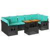 vidaXL 8 pcs conjunto sof&aacute;s de jardim com almofad&otilde;es vime PE preto