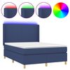 vidaXL Cama box spring c/ colch&atilde;o e LED 140x200 cm tecido azul
