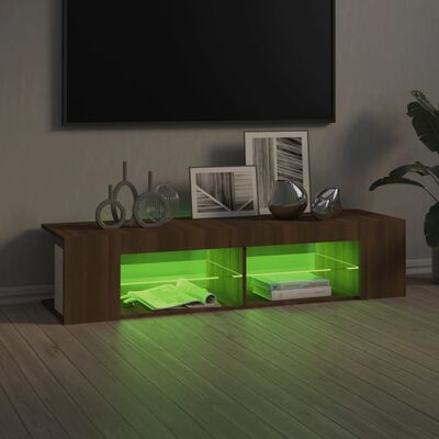 vidaXL Móvel de TV com luzes LED 135x39x30 cm cor carvalho castanho