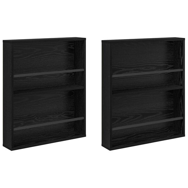 vidaXL Estante de Revistas 2 pcs Carvalho Preto 60 x 12 x 70 cm