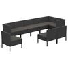 vidaXL 9 pcs conjunto lounge de jardim c/ almofadões vime PE preto