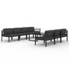 vidaXL 8 pcs conjunto lounge jardim com almofad&otilde;es alum&iacute;nio antracite