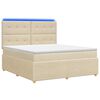 vidaXL Cama Box com LED e Colch&atilde;o Creme 140 x 200 cm Tecido
