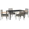 vidaXL Conjunto de Jantar para Jardim 5 pcs Cinza e Preto Vime