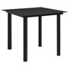 vidaXL Mesa de jantar para jardim 80x80x74 cm aço e vidro preto