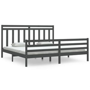 vidaXL Estrutura de cama 200x200 cm madeira maci&ccedil;a cinzento