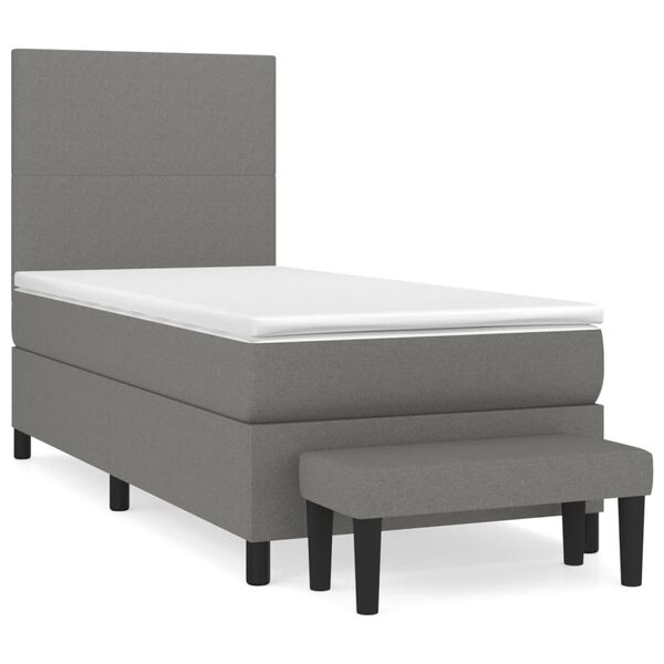 vidaXL Cama com molas/colch&atilde;o 90x200 cm tecido cinzento-escuro