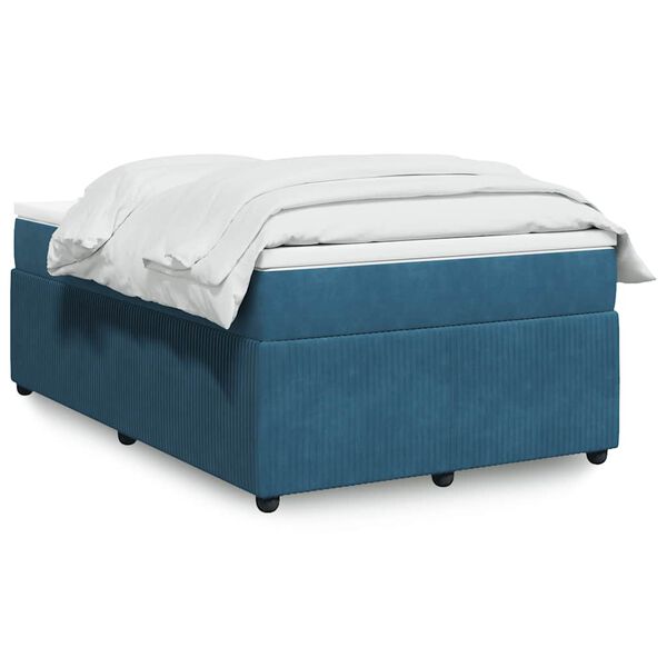 vidaXL Cama boxspring com colch&atilde;o 120x200 cm veludo azul-escuro