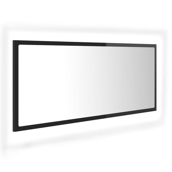 vidaXL Espelho casa banho c/ LED 100x8,5x37cm acr&iacute;lico preto brilhante