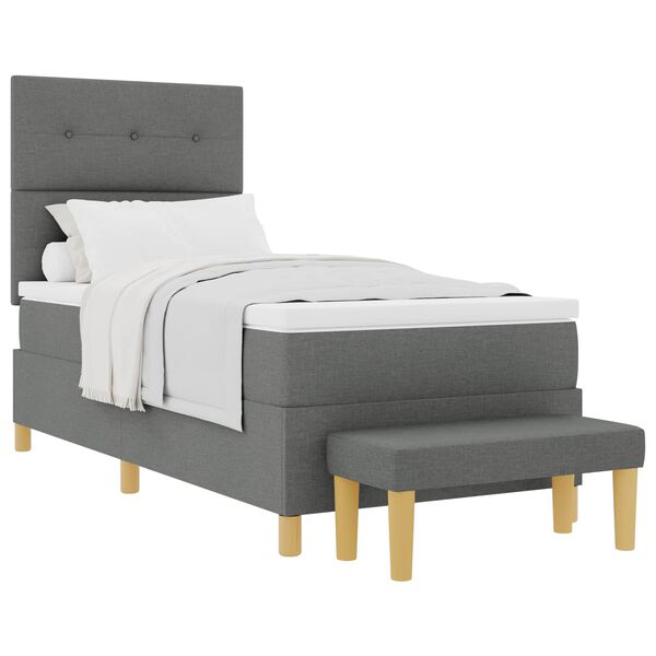 vidaXL Cama Box com colch&atilde;o Cinzento escuro 90 x 200 cm tecido