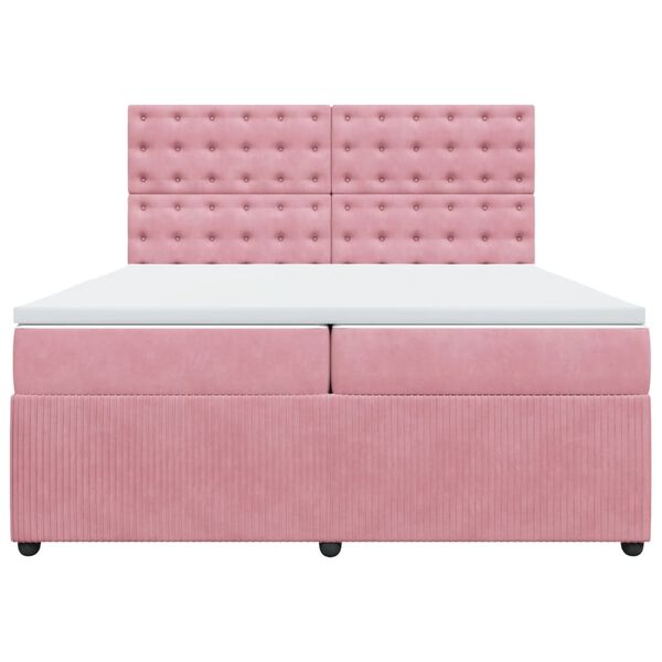 vidaXL Cama com molas/colch&atilde;o 200x200 cm veludo rosa