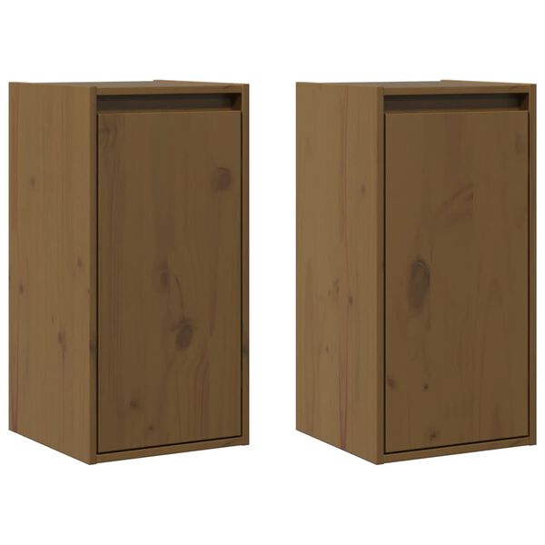 vidaXL Armários de parede 2 pcs 30x30x60 cm pinho maciço castanho mel