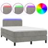 vidaXL Cama box spring c/ colch&atilde;o/LED 120x200 cm veludo cinzento-claro
