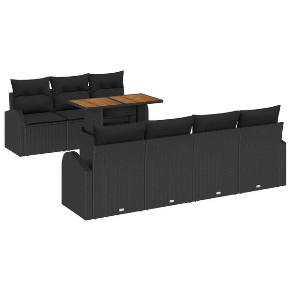 vidaXL Conjunto de Sof&aacute; de Jardim com almofada 8 pcs Preto