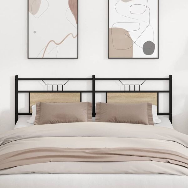 vidaXL Cabeceira de substitui&ccedil;&atilde;o 180 cm derivados madeira/a&ccedil;o carvalho sonoma