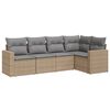 vidaXL 5 pcs conjunto de sof&aacute;s p/ jardim com almofad&otilde;es vime PE bege