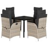 vidaXL 5 pcs conjunto de jantar p/ jardim c/ almofad&otilde;es cinzento claro