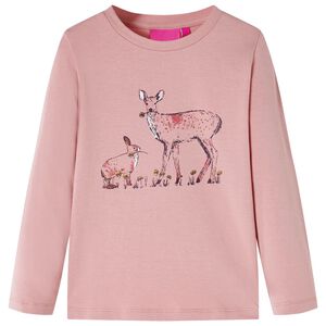 vidaXL T-shirt de manga comprida para crian&ccedil;a rosa 128