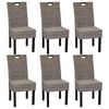 vidaXL Cadeiras de jantar, 6 pcs, vime Kubu, madeira de mangueira